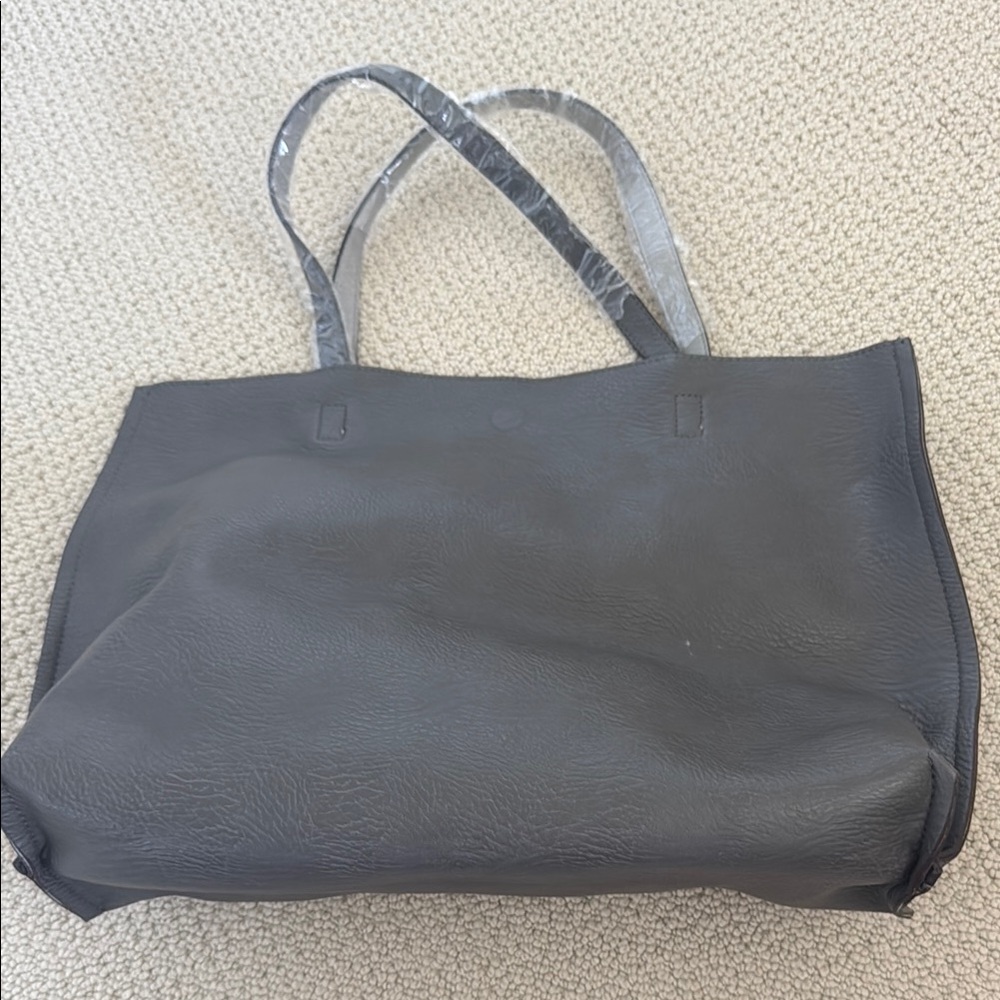 NWT-Elegant Gray Tote Bag. Reversible with small zippered bag inside as …